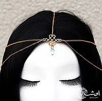 Східна Тіара на голову "Кристал" золотиста Aushal Jewellery