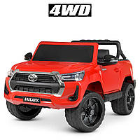 Детский электромобиль Джип Toyota HILUX, колеса EVA, кожаное сиденье, M 4919 EBLRS-3 красный лак