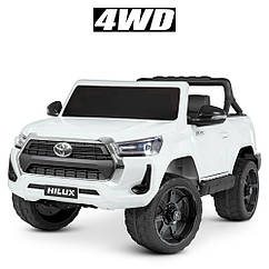 Дитячий електромобіль Джип Toyota HILUX, колеса EVA, шкіряне сидіння, M 4919 EBLR-1 білий