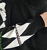 Чорний однотонний светр зі стильним рукавом в ромб, фото 3