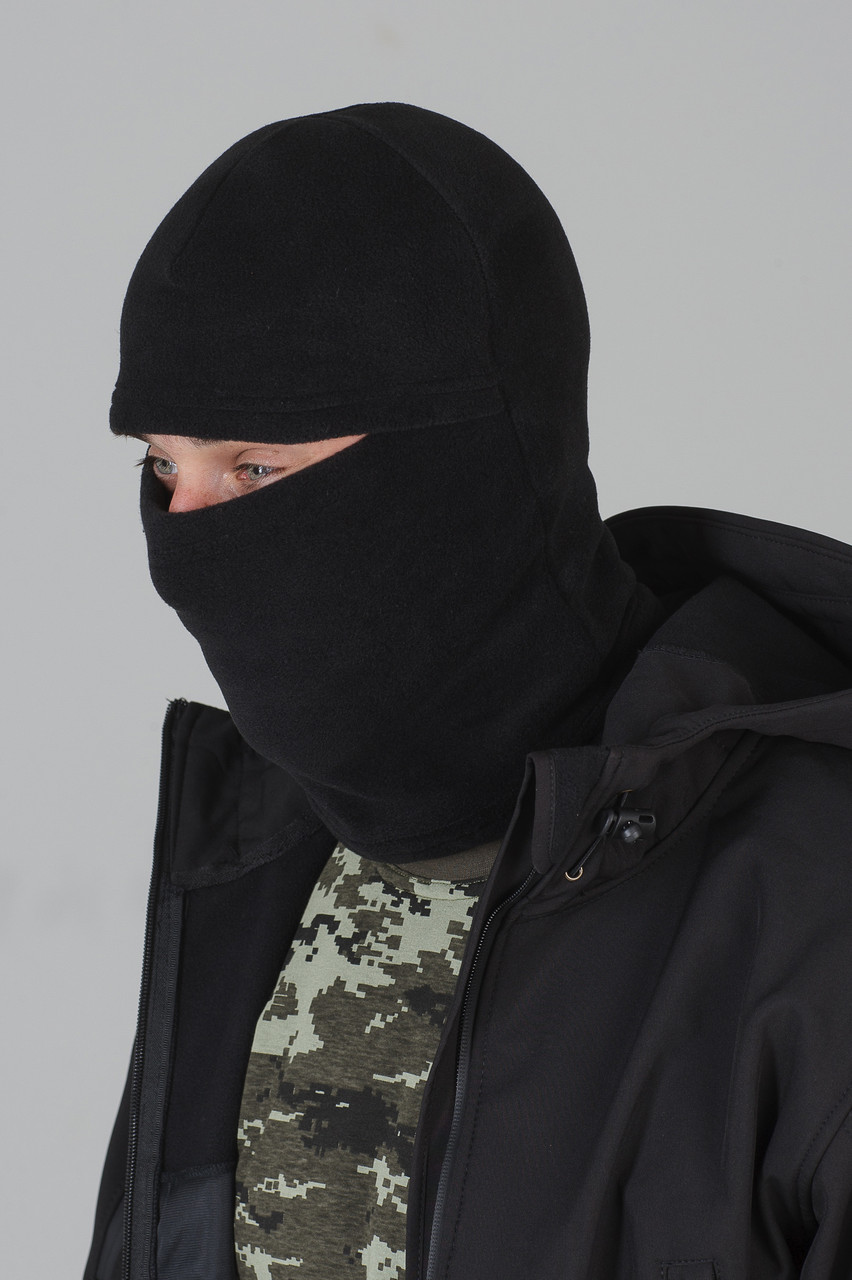 Шапка балаклава чоловіча зимова тепла універсальна на флісі для військових колір чорний