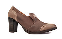 Закриті шкіряні жіночі туфлі на зручному каблуці комфорт легкі стильні польща модні молодіжні 39 розмір коричневі Aga 1505 2023