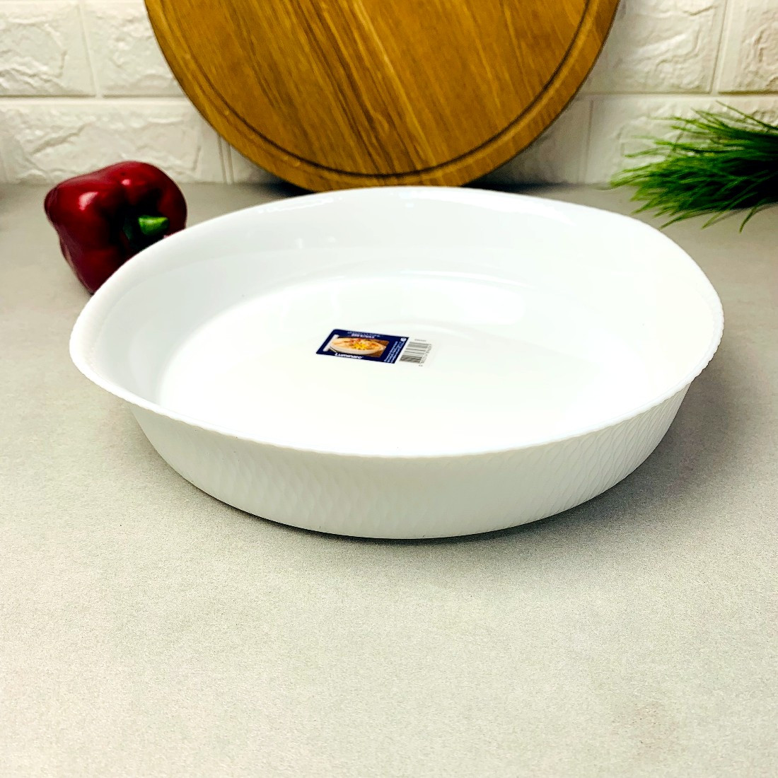 Біле кругле блюдо для запікання та подачі Люмінарк Smart Cuisine Wavy 26 см