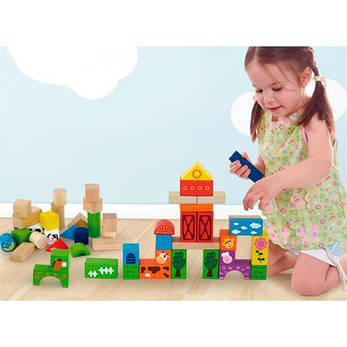 Дерев'яні кубики Viga Toys Ферма, 50 шт., 3 см (50285), фото 2