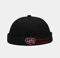 Докер черный Lets, кепка черная, бейсболка без козырька, Docker cap, мужская кепка без козырька, кепка бини