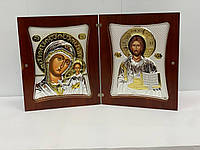 Серебряная венчальная икона с позолотой Казанская Богородица и Господь Вседержитель фирмы Prince Silvero