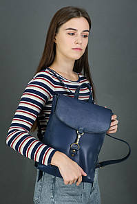Жіночий шкіряний рюкзак Венеція, розмір середній, натуральна шкіра італійський Краст колір Синій