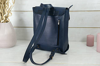 Жіночий шкіряний рюкзак Венеція, розмір середній, натуральна шкіра італійський Краст колір Синій, фото 3