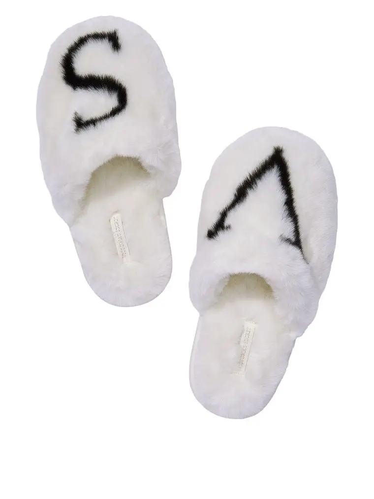 Домашні тапочки Victoria's Secret Closed Toe Faux Fur Slipper White M