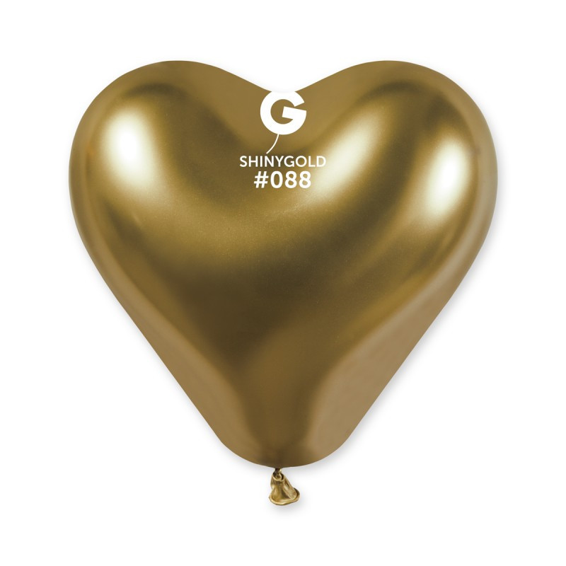 Серце латексне 12"/30 см Хром Золото 88, 5 шт/упак. Gemar Balloons