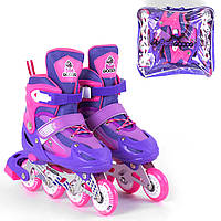 Ролики детские раздвижные (размер 34-37, колёса PVC, переднее со светом) Best Roller 40005-М Фиолетовые