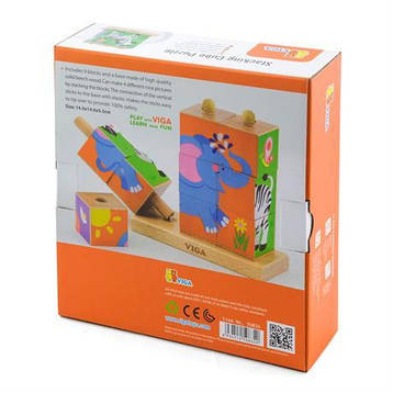 Дерев'яні кубики-пірамідка Viga Toys Звірята (50834), фото 3