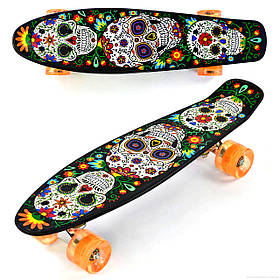 Скейт Пенні борд (дошка 55х14см, колеса PU зі світлом, d=6см) Best Board Р 15909 Чорний