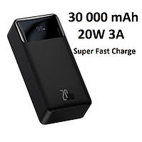 Павербанк Baseus 30000 mAh 20W 3A +Fast Charge Портативное зарядное устройство Bipow Digital Display Black