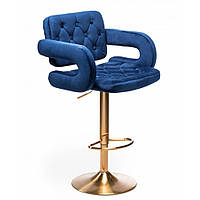 Візажне крісло Hrove Form VR8403W синій велюр золота основа