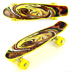 Скейт Пенні борд (дошка 55х14см, колеса PU зі світлом, d=6см) Best Board Р 13609 Жовтий