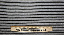 Тканина двонитка петля з люрексом світло-сірого кольору в чорну смужку "Ніколь"