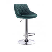Візажний стілець хокер з регулюванням висоти Hrove Form VR1054W зелений велюр хромована основа