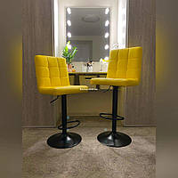 Візажний стілець хокер з регулюванням висоти Votana VC1015W жовтий чорна основа