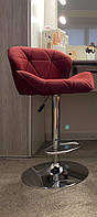 Візажний стілець хокер з регулюванням висоти Hrove Form VR111W темно-червоний велюр хромована основа