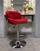 Візажний стілець хокер з регулюванням висоти Hrove Form VR111W червоний велюр Avelina хромована основа