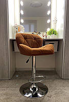 Візажний стілець хокер з регулюванням висоти VR111W медовий велюр Florida хромована основа