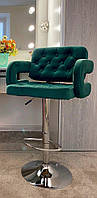 Візажний стілець хокер з регулюванням висоти HPove Form VR8403W зелений велюр