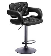 Візажне крісло хокер з регулюванням висоти Bazkar VC8403W чорний на чорній основі