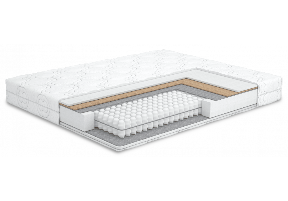 Матрац 100×200 ортопедичний односпальний MeBelle ASTI з незалежним пружинним блоком, кокосовою койрою