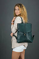 Женский кожаный Рюкзак Монако, натуральная кожа итальянский Краст цвет Зеленый