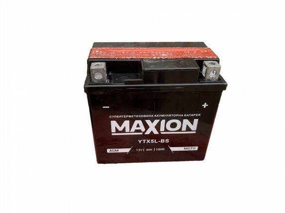 Moto AGM Maxion AGM YTX 5L-BS 12 V 4 Ah 113/68/105, фото 2