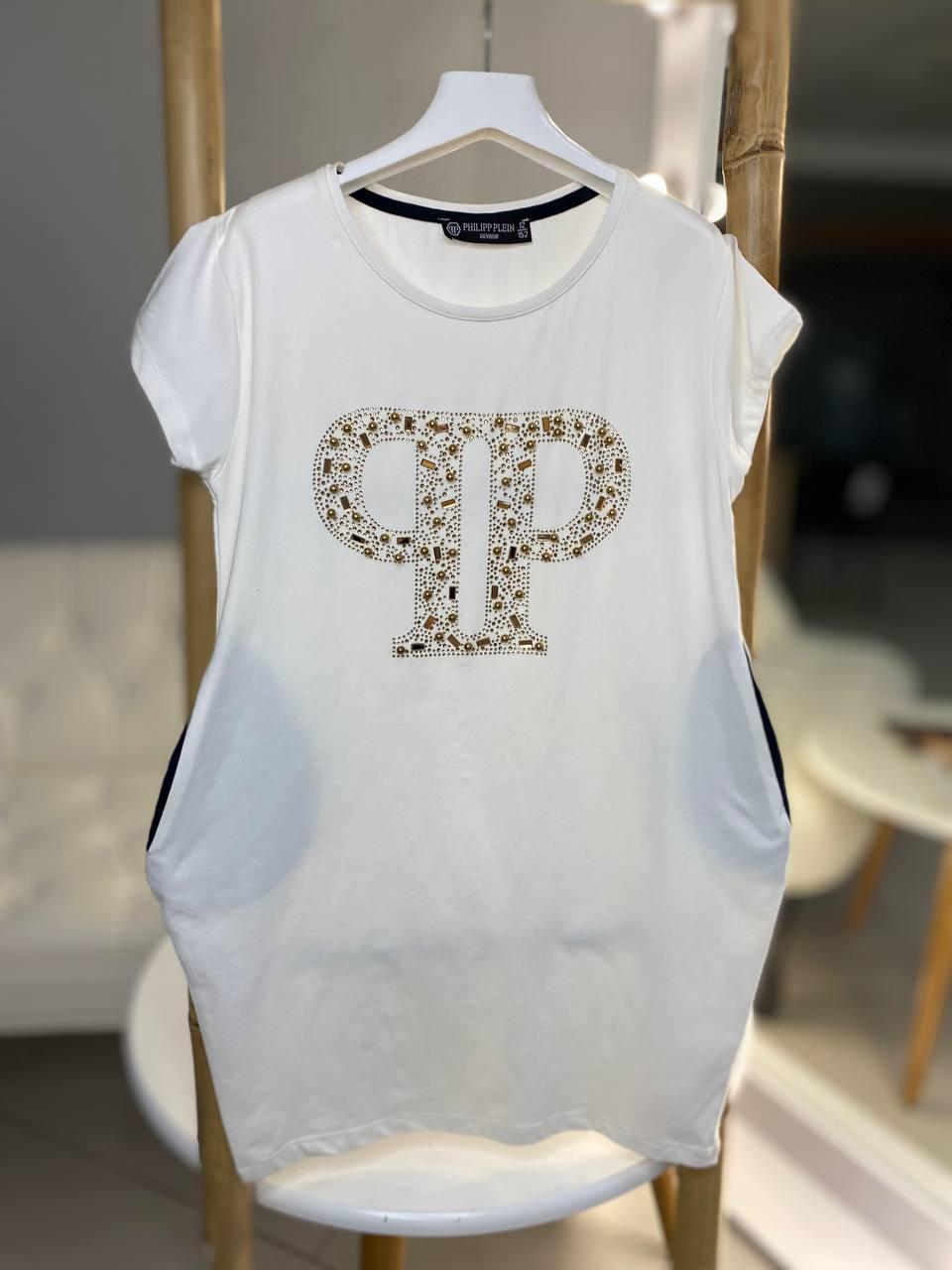 Туніка для дівчаток з написом у стрази 7175, philipp plein, Бірюзовий, Для дівчаток, Літо, 152, фото 1