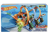 Трек Невероятные виражи Hot Wheels Corkscrew Crash Track with Motorized Boosters FTB65!