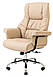 Крісло комп'ютерне з підлокітниками для офісуoolongress бежевий шкірозамінник хром Richman, фото 2