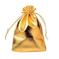 Мешочек подарочный из парчи 9x12см 100шт на затяжках, золото
