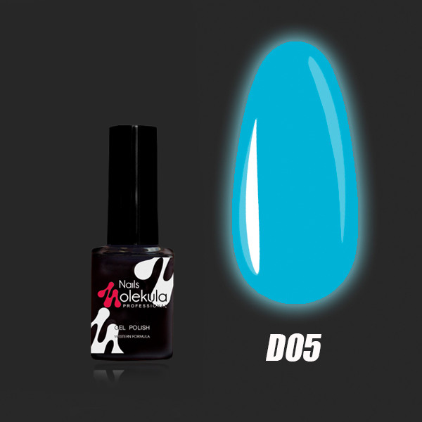 Гель-лак для нігтів Molekula Disco New Formula №D05 Насичений блакитний неоновий 6 мл, фото 1