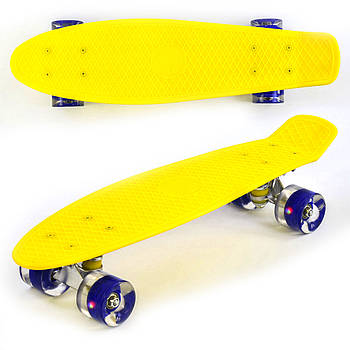 Скейт Пенні борд (дошка 55х15см, колеса PU зі світлом, діаметр 6см) Best Board 1010 Жовтий