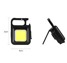 Світлодіодний LED ліхтар COB Rechargeable Keychain брелок з карабіном, відкривалка, фото 2