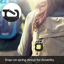 Світлодіодний LED ліхтар COB Rechargeable Keychain брелок з карабіном, відкривалка, фото 2