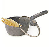 Ківш без кришки Kamille 1.65л з гранітним покриттям з алюмінію для індукції та газу KM-4283GR, фото 5