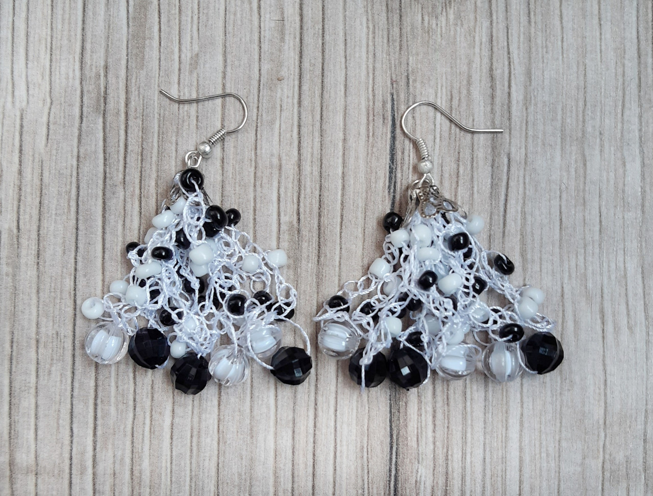 Сережки Перлинка біло-чорні, фото 1