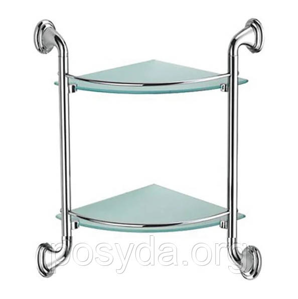 Поличка подвійна з прозорим склом, фото 1