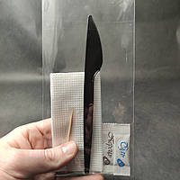 Набор одноразовых приборов (Нож + салфетка + зубочистка + соль + перец) в индивидуальной упаковке