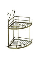 Поличка на релинг кутова двоярусна мала (антична бронза) 230*230*480 мм (G209BA)