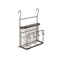 Поличка на релинг для ножів і дощок з гачками (антична бронза) 250х130х390 мм (MX-427)