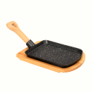 Сковорода чавунна на дерев'яній підставці з ручкою 230*180 мм Empire EM-1693