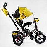 Дитячий триколісний велосипед коляска з ручкою Best Trike 3390/13-505 з надувними колесами та з фарою з USB, фото 4
