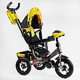 Дитячий триколісний велосипед коляска з ручкою Best Trike 3390/13-505 з надувними колесами та з фарою з USB, фото 3