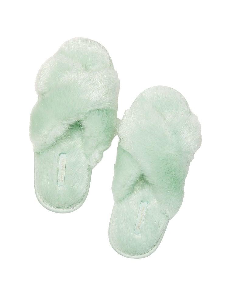 Домашні тапочки Victoria's Secret Criss Cross Faux Fur Slippers Soft Jade S, фото 1
