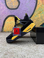 Кросівки чоловічі Nike Air Jordan 4 Retro Thunder чорний жовтий джердан демісезонні високі